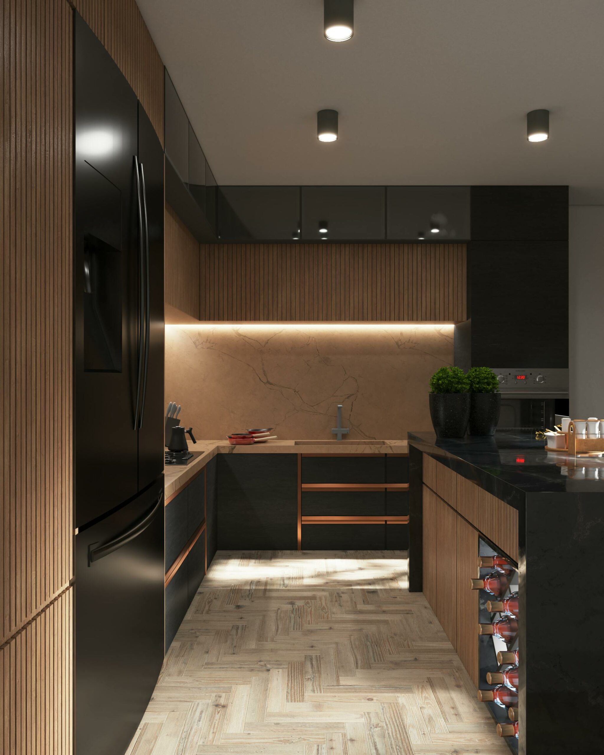 cuisine noir et bois